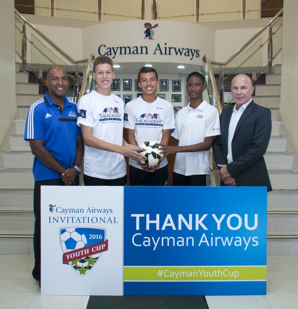 Paul Byles Academy Sports Club U15 Coach, Dominic Owens (Captain), Luke Byles, Matthew Haynes, Fabian Whorms CEO Cayman Airways