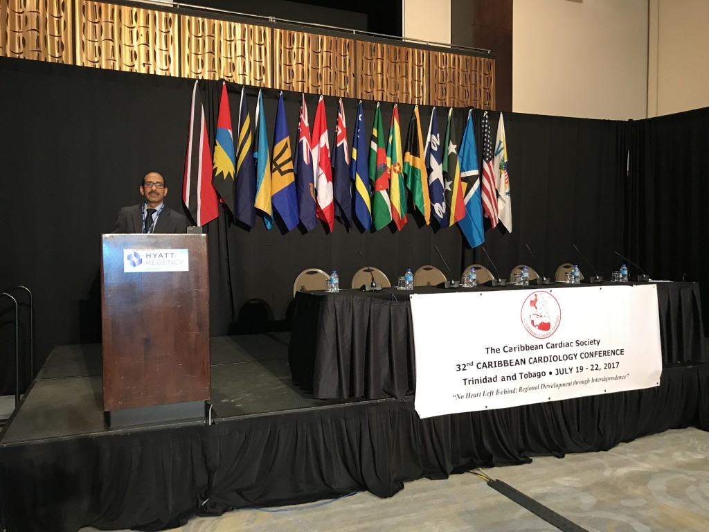 Binoy Chattuparambil presenting at the Caribbean Cardiac Society’s 32nd Caribbean Cardiology Conference in Port of Spain, Trinidad. 